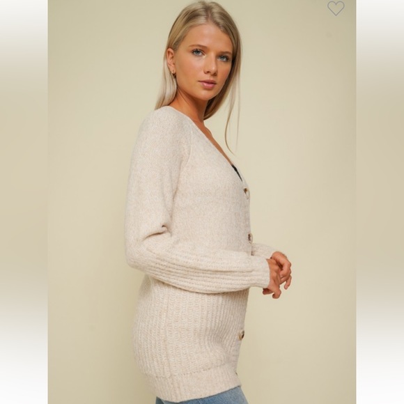 Cardigan Button Down V-Neck Cream size M. Like new! - Picture 5 of 11